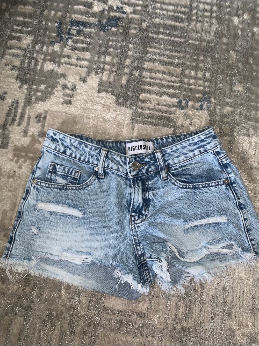 Disclosure Light Wash Distressed Denim Shorts